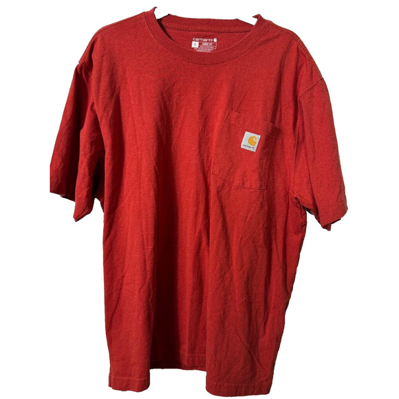 CARHARTT LOOSE FIT POCKET T-SHIRT ORANGE MENS L Cotton Poly Short Sleeve B20 - Picture 1 of 6
